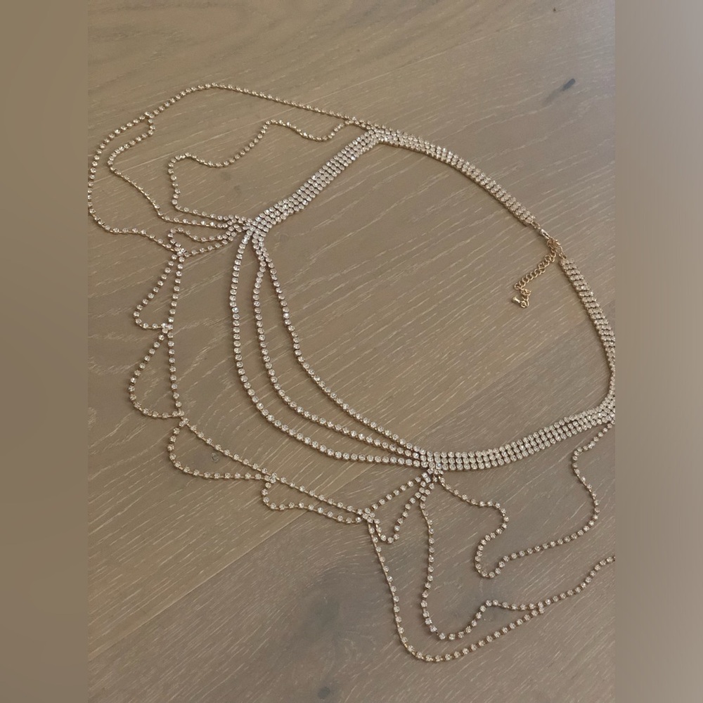 Multi Stand Rhinestone Necklace - Picture 4 of 5